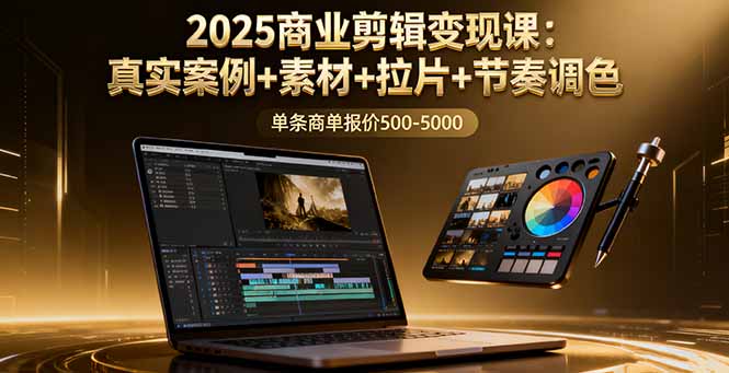 2025商业剪辑变现课：真实案例+素材+拉片+节奏调色，单条商单报价500-5000-九九网创