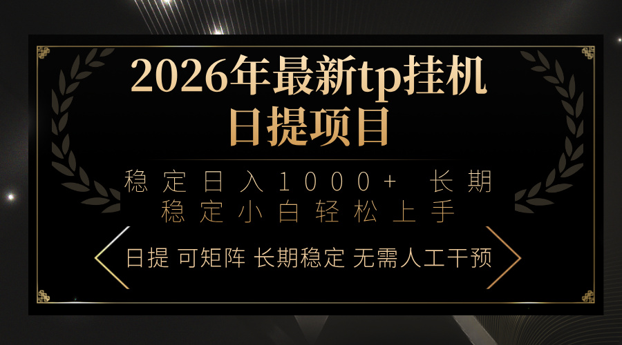 2026年最新tp挂机日提项目：稳定日入1000+小白轻松上手-九九网创