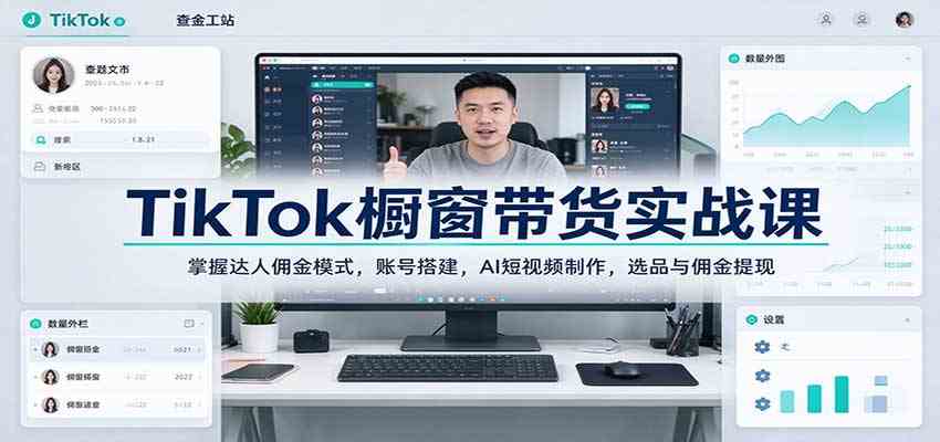 TikTok橱窗带货实战课:掌握达人佣金模式,账号搭建,AI短视频制作,选品与佣金提现-九九网创