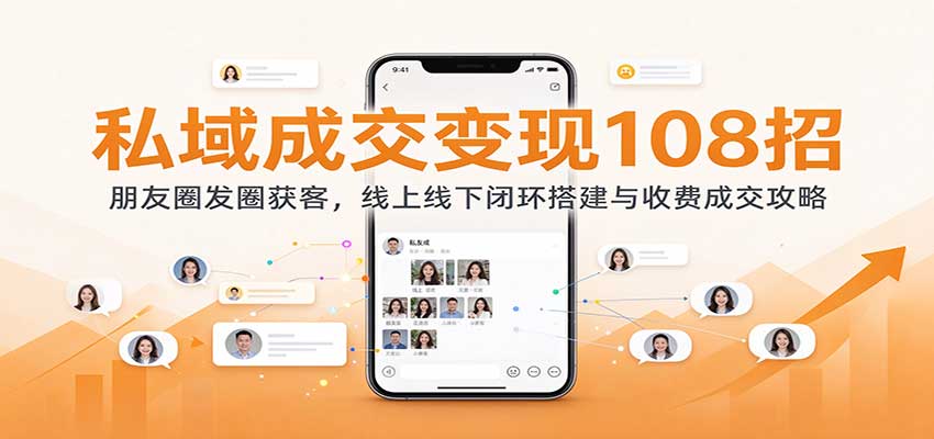 私域成交变现108招：朋友圈发圈获客，线上线下闭环搭建与收费成交攻略-九九网创
