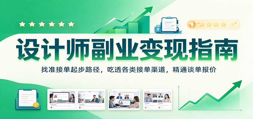 设计师副业变现指南:找准接单起步路径,吃透各类接单渠道,精通谈单报价-九九网创