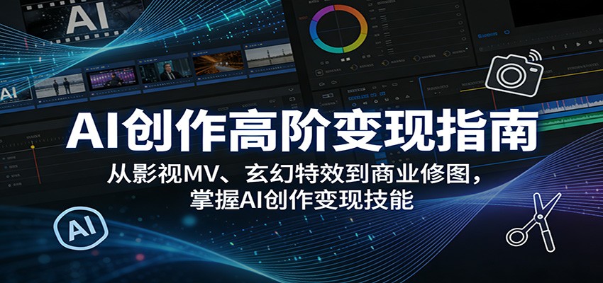 AI创作高阶变现指南：从影视MV、玄幻特效到商业修图，掌握AI创作变现技能-九九网创