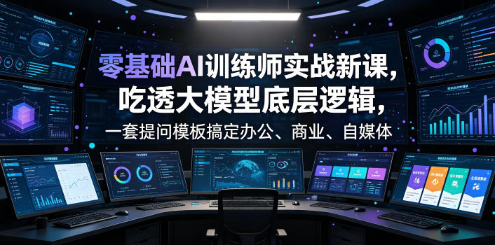 零基础AI训练师实战课，吃透大模型底层逻辑，一套提问模板搞定办公、商业、自媒体、设计、生活全场景AI落地应用-九九网创