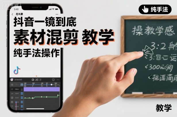 抖音一镜到底素材混剪教学，纯手法操作-九九网创