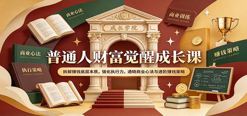 普通人财富觉醒成长课：拆解赚钱底层本质，强化执行力，通晓商业心法与进阶赚钱策略-九九网创