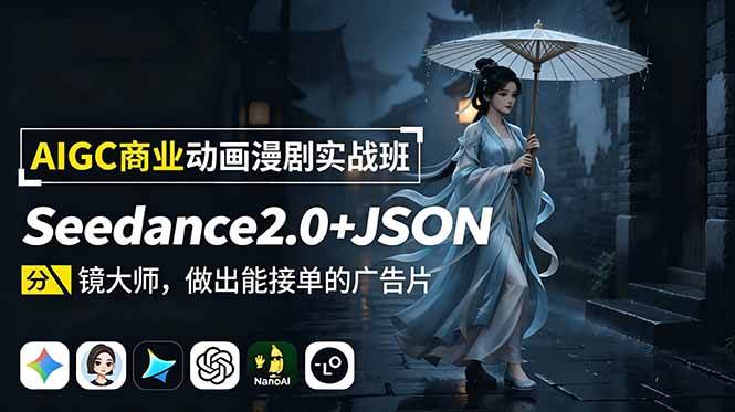 （18849期）AIGC商业动画漫剧实战班：Seedance2.0+JSON分镜大师，做出能接单的广告片-九九网创