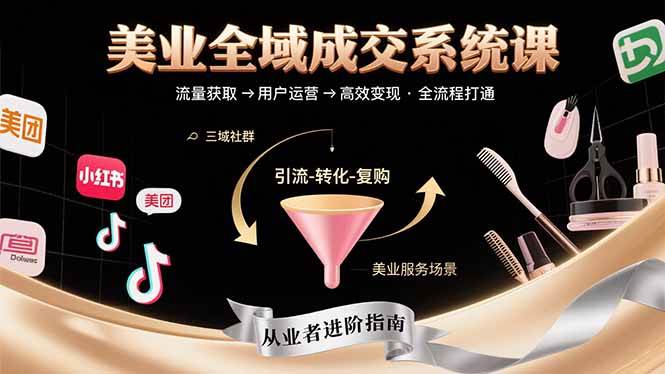 （15650期）美业全域成交系统课程：帮助美业从业者打通从流量获取到高效变现全流程-九九网创