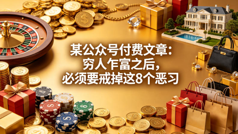 某公众号付费文章：穷人乍富之后，必须要戒掉这8个恶习-九九网创