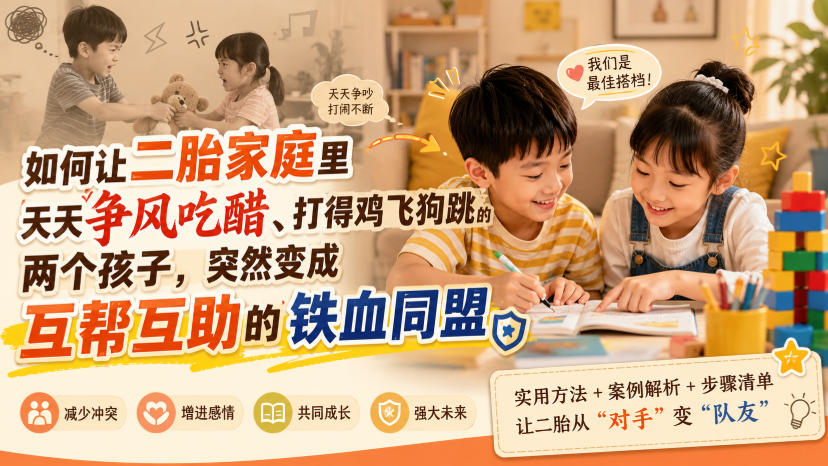 付费文章:如何让二胎家庭里天天争风吃醋、打得鸡飞狗跳的两个孩子,突然变成互帮互助的铁血同盟?-九九网创