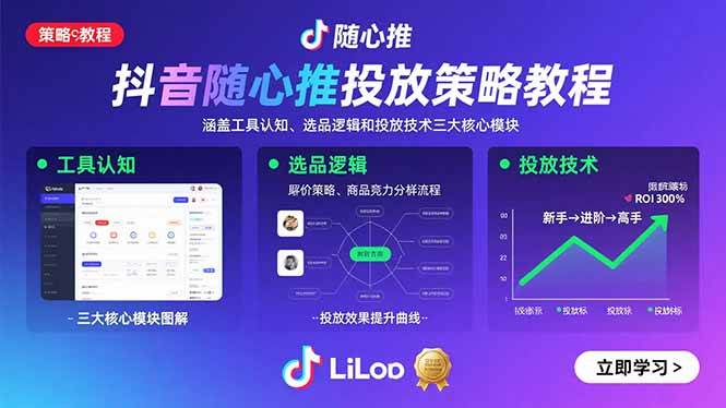 （15828期）抖音随心推投放策略教程：涵盖工具认知、选品逻辑和投放技术三大核心模块-九九网创