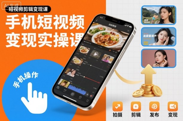 手机短视频变现实操课，短视频剪辑变现课-九九网创