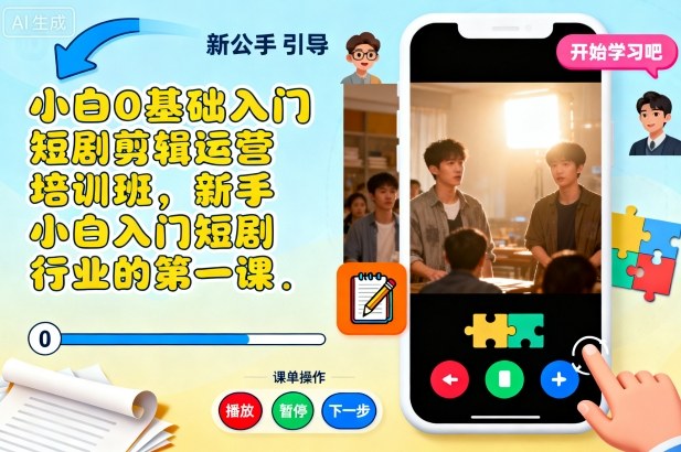 小白0基础入门短剧剪辑运营培训班，新手小白入门短剧行业的第一课-九九网创