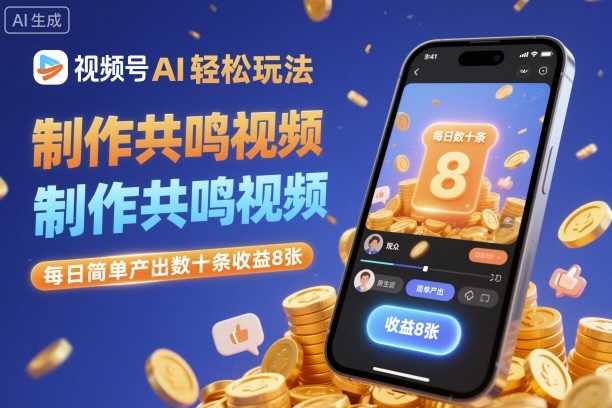 视频号AI轻松玩法，制作共鸣视频，每日简单产出数十条收益8张-九九网创