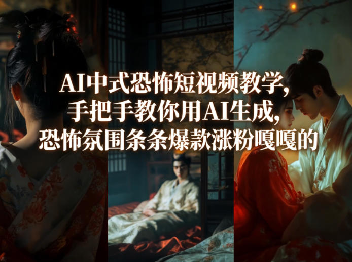 AI中式恐怖短视频教学,手把手教你用AI生成,恐怖氛围条条爆款涨粉嘎嘎的-九九网创