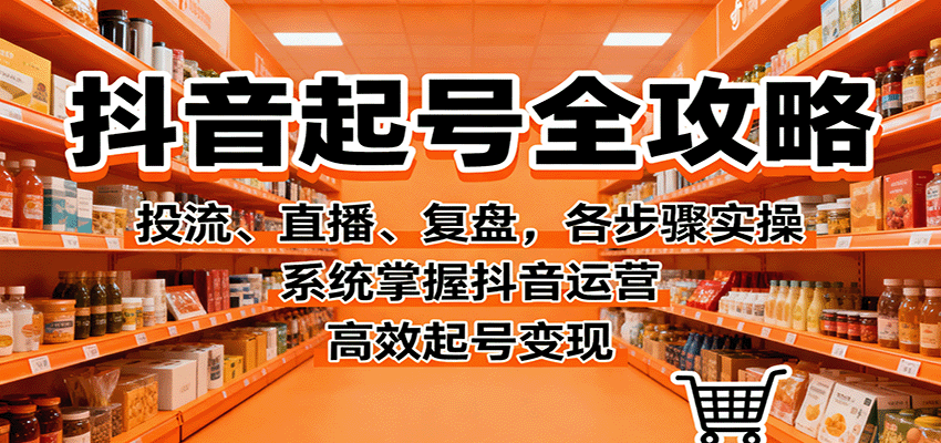 抖音起号全攻略，投流、直播、复盘，各步骤实操，系统掌握抖音运营，高效起号变现-九九网创