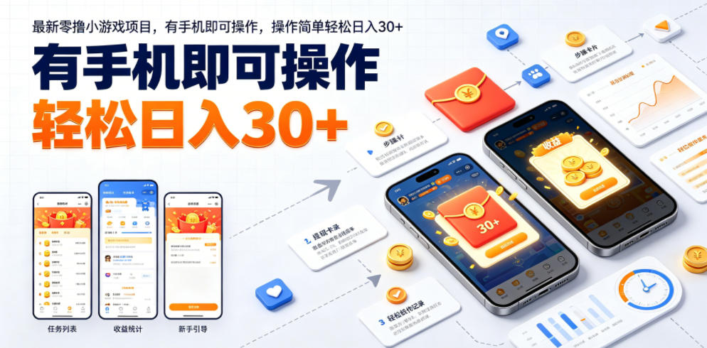 最新零撸小游戏项目,有手机即可操作,操作简单轻松日入30+-九九网创