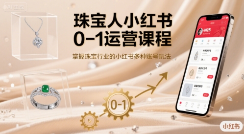 珠宝人小红书0-1运营课程，掌握珠宝行业的小红书多种账号玩法-九九网创