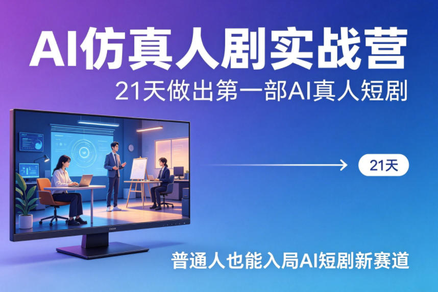 AI仿真人剧实战营,21天做出第一部AI真人短剧,普通人也能入局AI短剧新赛道-九九网创