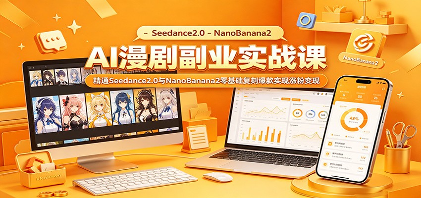 AI漫剧副业实战课：精通Seedance2.0与NanoBanana2零基础复刻爆款实现涨粉变现-九九网创