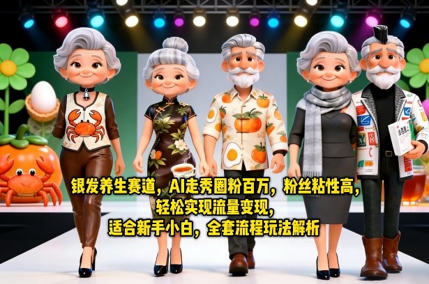 银发养生赛道，AI走秀圈粉百万，粉丝粘性高，轻松实现流量变现，适合新手小白，全套流程玩法解析-九九网创