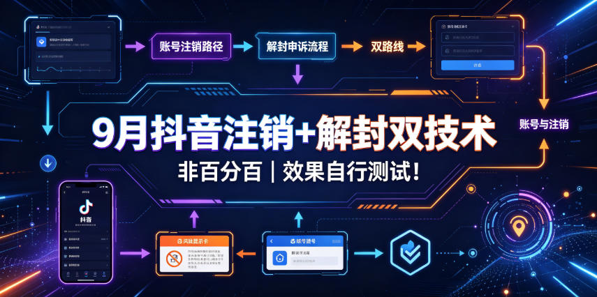 9月抖音注销+解封双技术，非百分百，效果自行测试！-九九网创