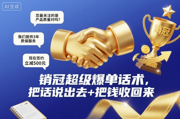 销冠超级爆单话术，把话说出去+把钱收回来-九九网创