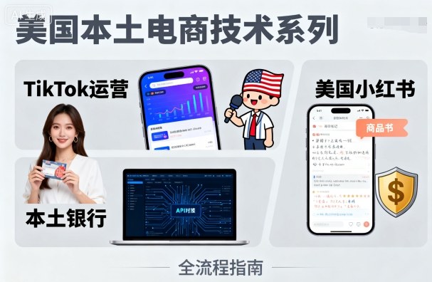 美国本土电商技术，Tiktok 运营篇+美国小红书篇+本土银行篇-九九网创