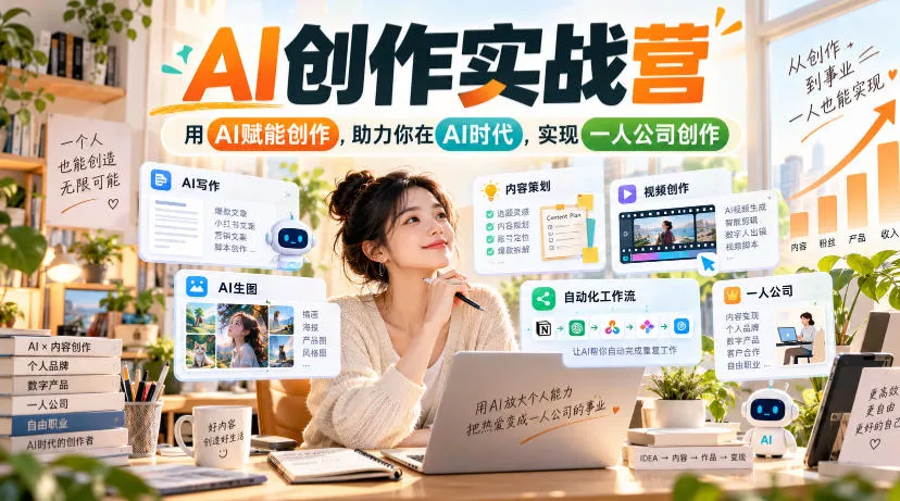 AI创作实战营，用AI赋能创作，助力你在AI时代，实现一人公司创作-九九网创