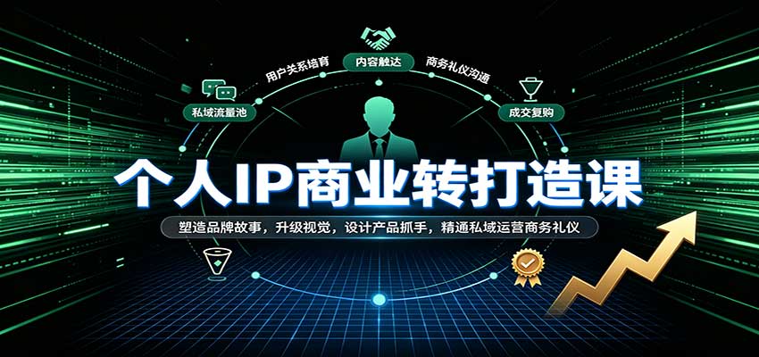 个人IP商业打造课:塑造品牌故事,升级视觉,设计产品抓手,精通私域运营商务礼仪-九九网创