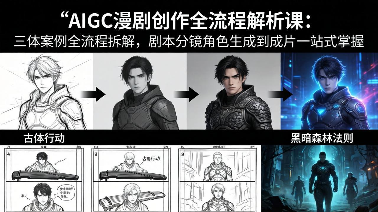 AIGC漫剧创作全流程解析课：三体案例全流程拆解，剧本分镜角色生成到成片一站式掌握-九九网创