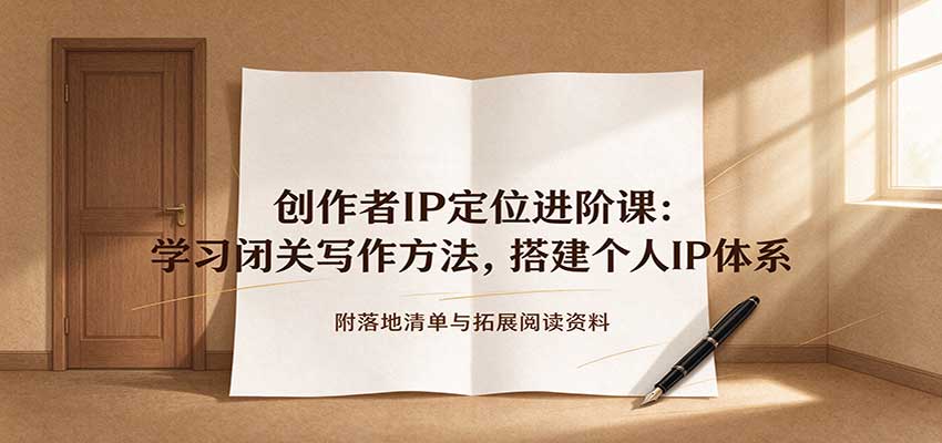 创作者IP定位进阶课:学习闭关写作方法,搭建个人IP体系,附落地清单与拓展阅读资料-九九网创