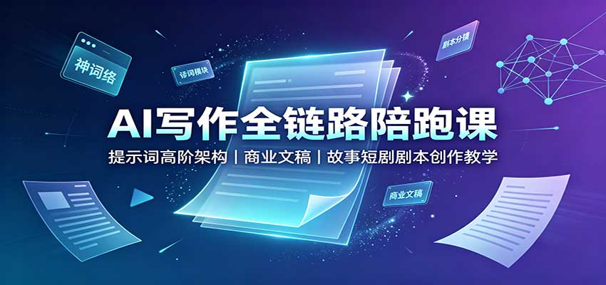 AI写作全链路陪跑课：提示词高阶架构，商业文稿，故事短剧剧本创作教学-九九网创