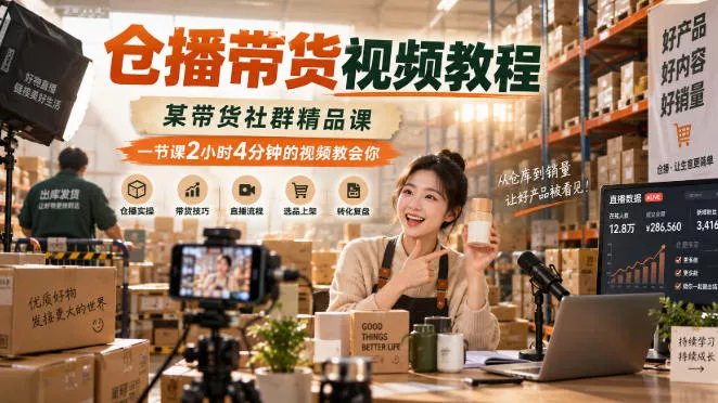 仓播带货视频教程，某带货社群精品课，一节课2小时4分钟的视频教会你-九九网创