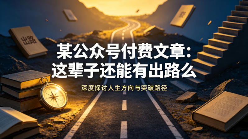 某公众号付费文章：这辈子还能有出路么-九九网创