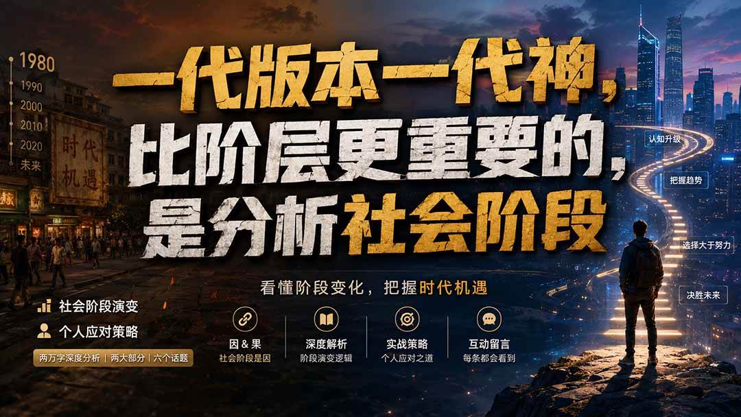 （19745期）付费文章：一代版本一代神，比阶层更重要的，是分析社会阶段-九九网创