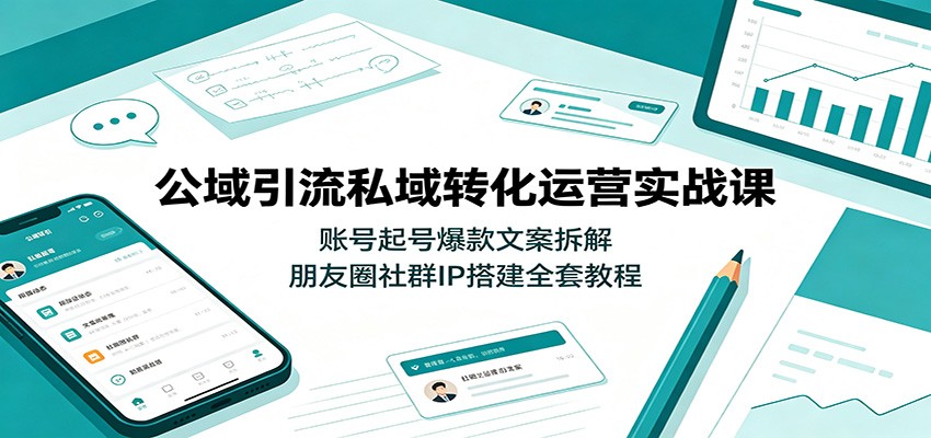 公域引流私域转化运营实战课:账号起号爆款文案拆解,朋友圈社群IP搭建全套教程-九九网创