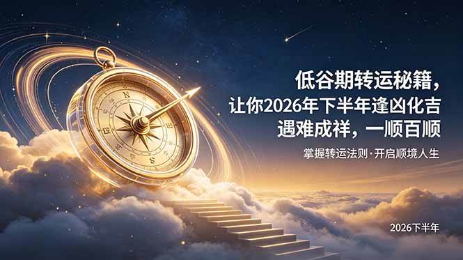 （19024期）付费文章：低谷期转运秘籍，让你2026年下半年逢凶化吉，遇难成祥，一顺百顺。-九九网创