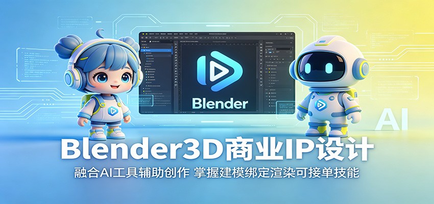 Blender3D商业IP设计：融合AI工具辅助创作，掌握建模绑定渲染可接单技能-九九网创