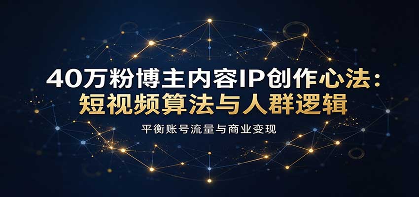 40万粉博主内容IP创作心法:短视频算法与人群逻辑,平衡账号流量与商业变现-九九网创