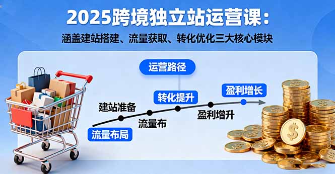 2025跨境独立站运营课：涵盖建站搭建、流量获取、转化优化三大核心模块-九九网创