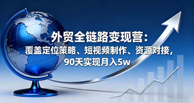 （16173期）外贸全链路变现营：覆盖定位策略、短视频制作、资源对接，90天实现月入5w-九九网创