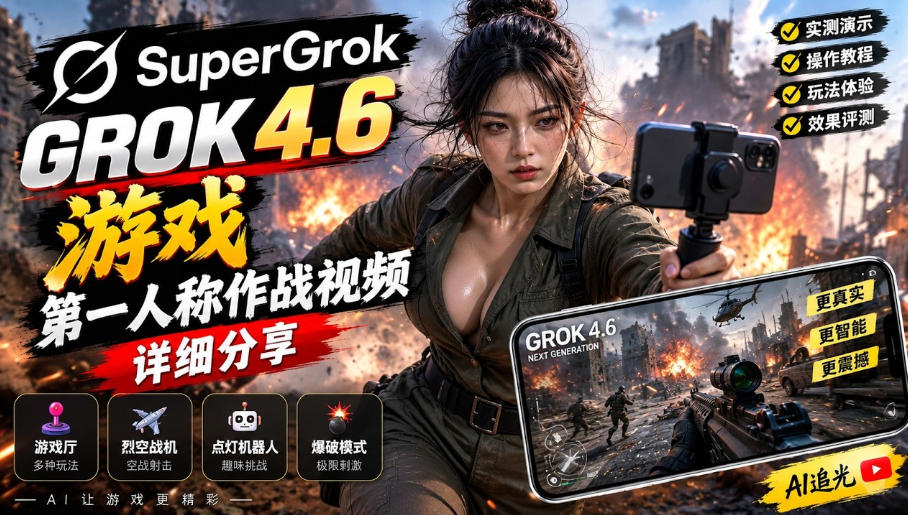 Grok 4.6也能做游戏？第一人称作战视频实测｜玩法详细讲解-九九网创