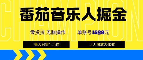 番茄音乐人掘金，单账号最高可撸1k+，可无限矩阵去做，零投入-九九网创
