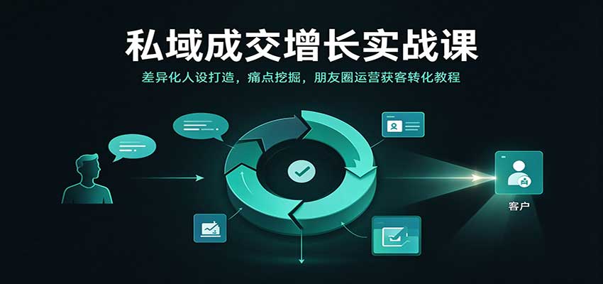 私域成交增长实战课：差异化人设打造，痛点挖掘，朋友圈运营获客转化教程-九九网创