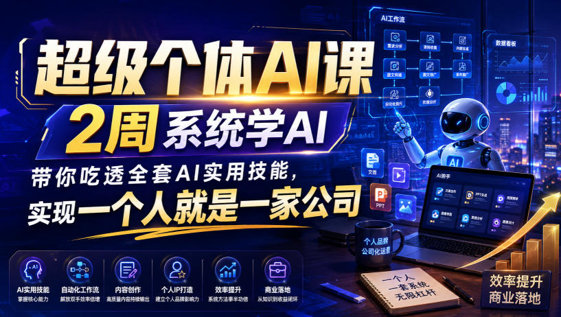 超级个体AI课，2周系统学AI，带你吃透全套AI实用技能，实现一个人就是一家公司（更新0818）-九九网创