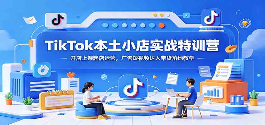 TikTok本土小店实战特训营：开店上架起店运营，广告短视频达人带货落地教学-九九网创