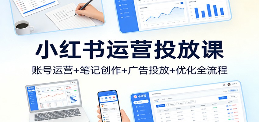 小红书运营投放课：账号运营+笔记创作+广告投放+优化全流程-九九网创