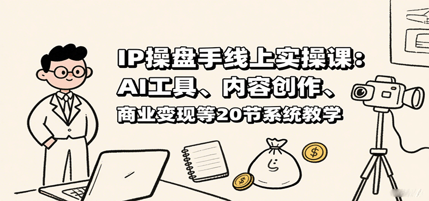 IP操盘手线上实操课：AI工具、内容创作、商业变现等20节系统教学-九九网创