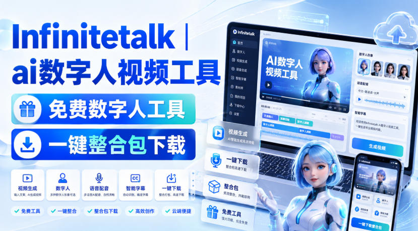 Infinitetalk丨ai数字人视频工具，免费数字人工具，一键整合包下载-九九网创