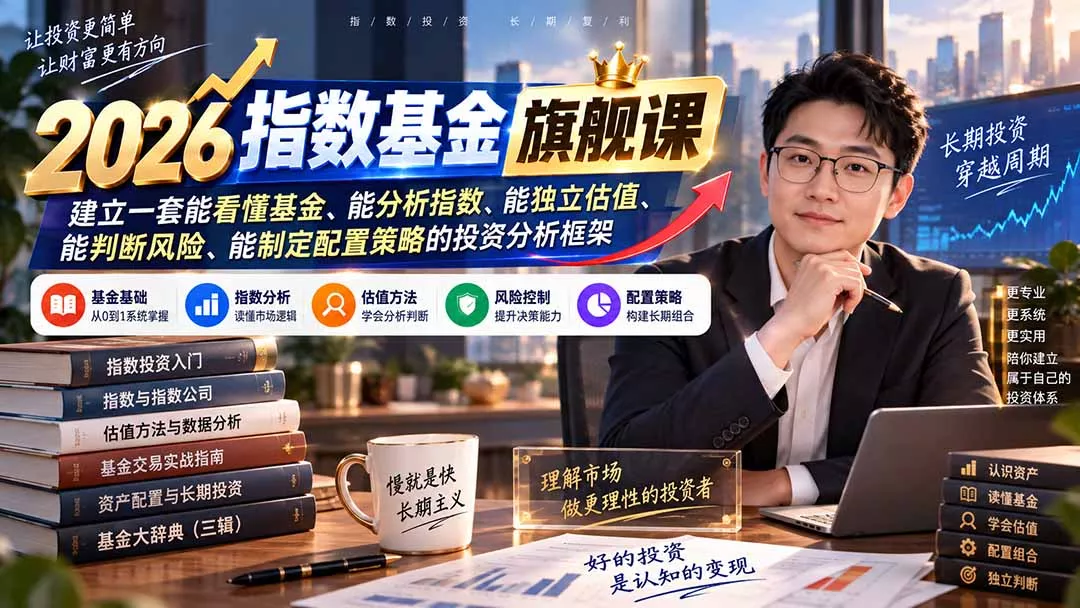 2026指数基金旗舰课｜建立一套能看懂基金、能分析指数、能独立估值、能判断风险、能制定配置策略的投资分析框架-九九网创